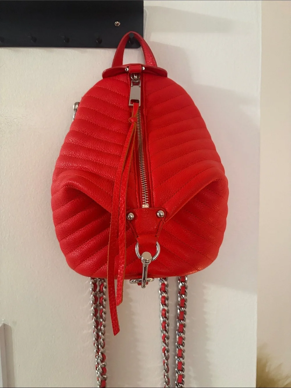 Rebecca Minkoff Red Quilted Leather Backpack